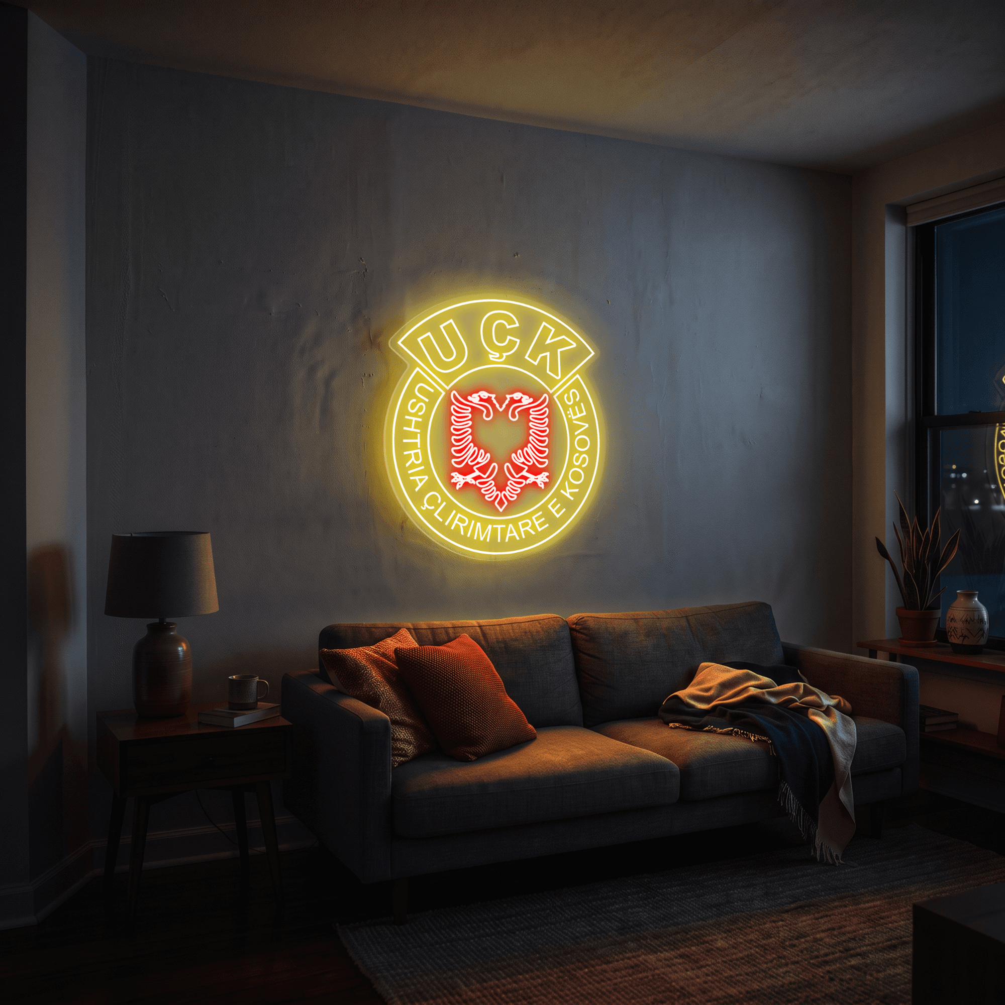 Emblema e UÇK — neon LED